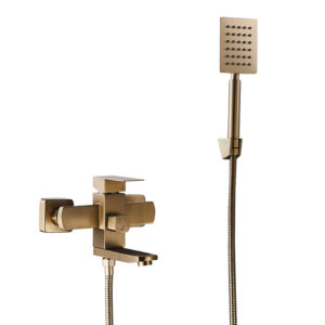 ES.3515-150 GOLD BATERIJA TUŠ JEDNORUČNA BRUŠENI INOX POKRETNI IZLIV